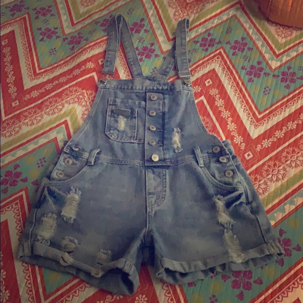 Jean bib overall shorts